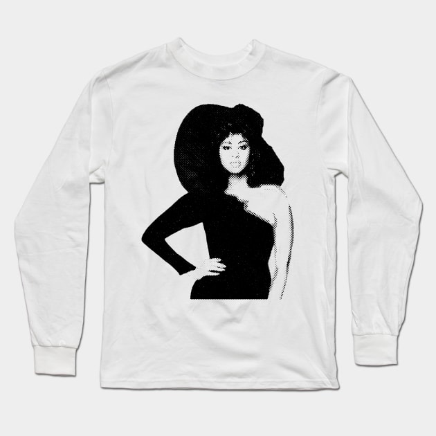 Phyllis Hyman Halftone Long Sleeve T-Shirt by Resdis Materials